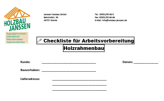 Checkliste Holzrahmenbau